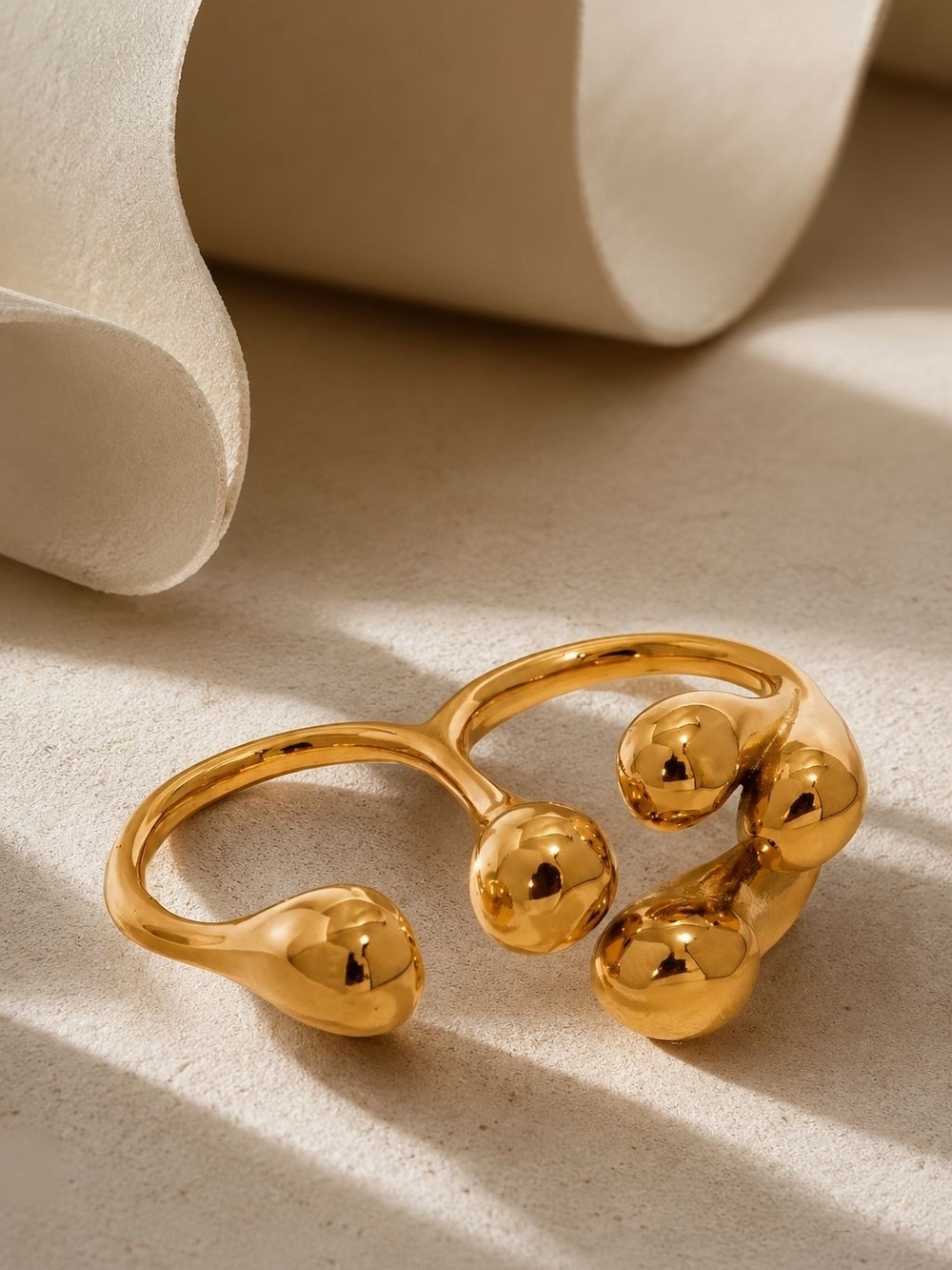 Polished Gold Organic Bubble Ring